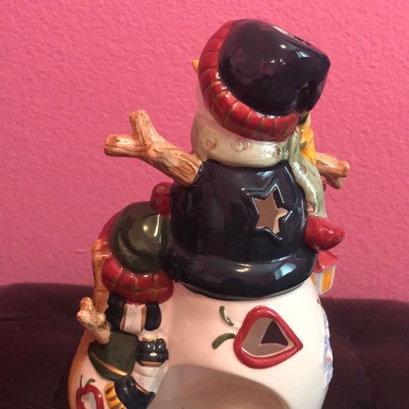 Snowman glass holiday decor with candle opening - Picture 5 of 6